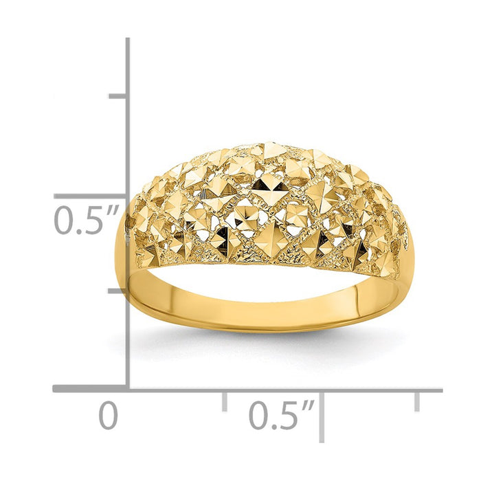 Buy Exclusive 14K Gold Mini Diamond-Cut Dome Ring - Stylish Design, Great Value!-3
