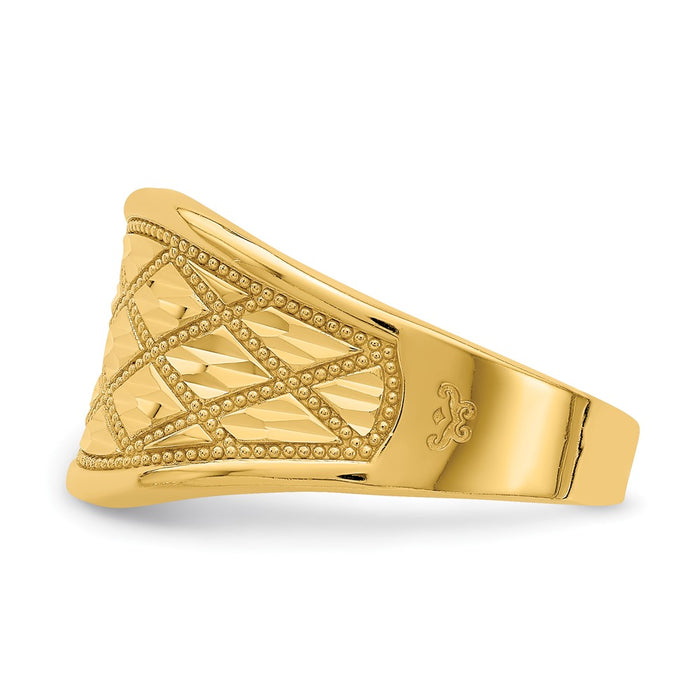 Shop 14K Diamond-Cut Quilted Design Ring - Stylish & Affordable Luxury Jewelry-3