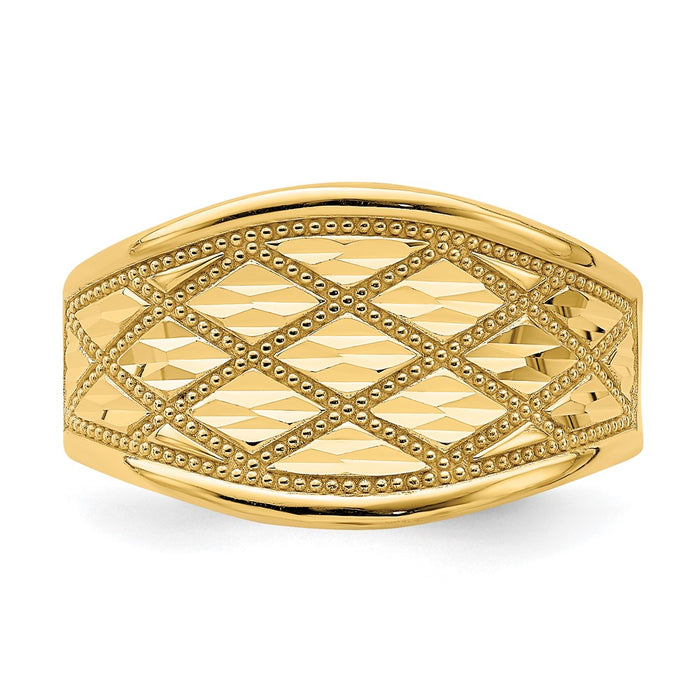 Shop 14K Diamond-Cut Quilted Design Ring - Stylish & Affordable Luxury Jewelry-4