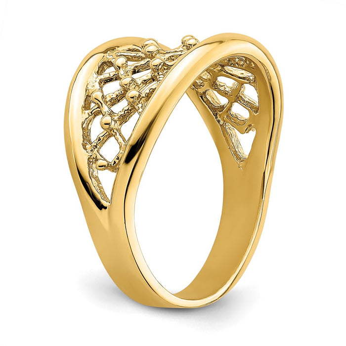 High-Quality 14K Tapered Mesh Band Ring - Stylish Design at Affordable Price-7
