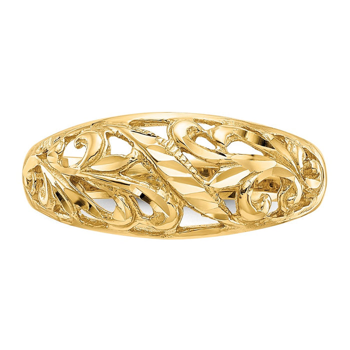 Order a Stylish 14K Gold Paisley Diamond-Cut Dome Ring - Value at Its Best!-4