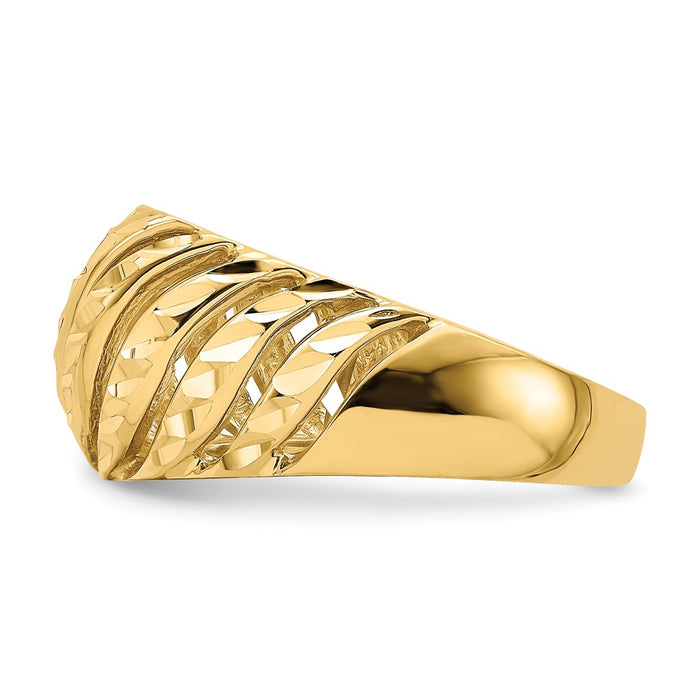 Shop Stylish 14K Diamond-Cut Dome Ring | Exclusive Open Slash Design-4
