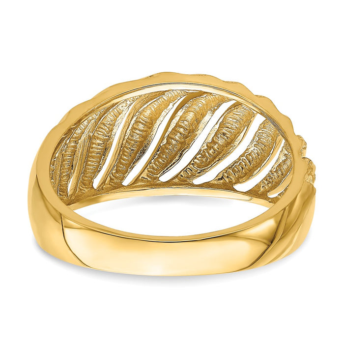 Shop Stylish 14K Diamond-Cut Dome Ring | Exclusive Open Slash Design-6