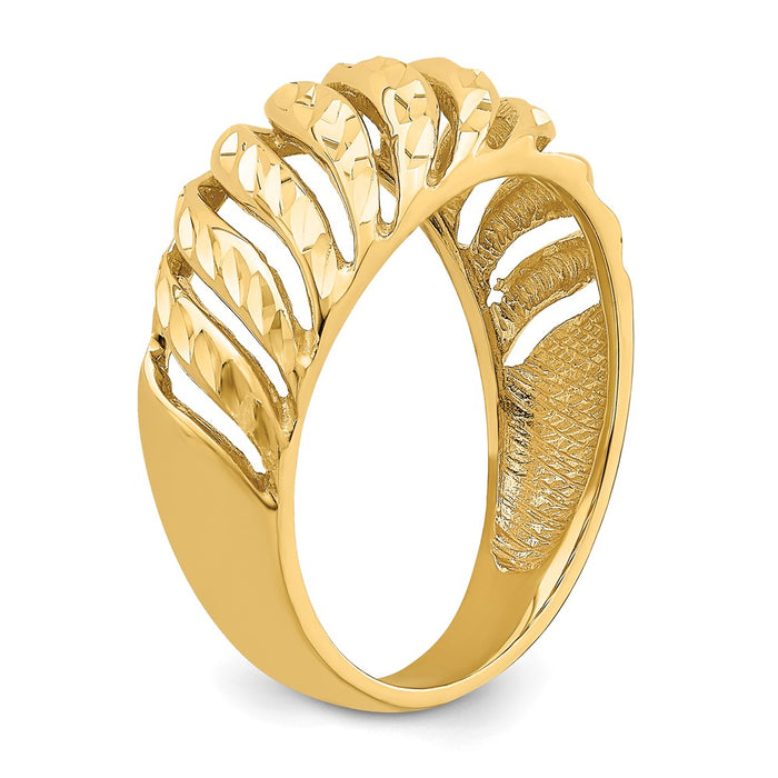 Shop Stylish 14K Diamond-Cut Dome Ring | Exclusive Open Slash Design-7