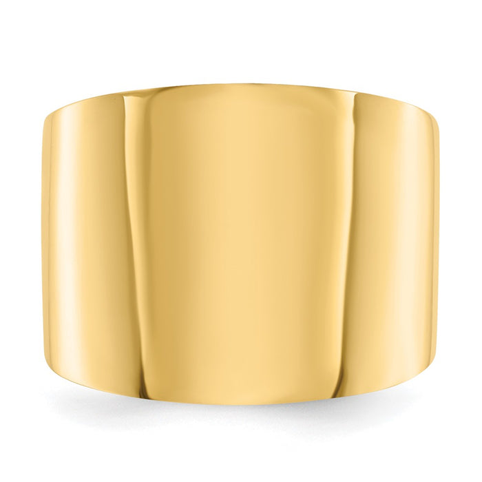 Shop Stylish 14K Gold 15mm Flat-Top Tapered Cigar Band Ring - Luxury Value!-4