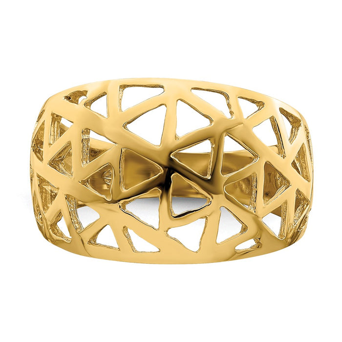 High-Quality 14K Gold Triangle Cut-Out Dome Ring - Stylish & Affordable!-4