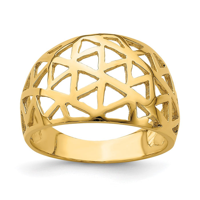 High-Quality 14K Gold Triangle Cut-Out Dome Ring - Stylish & Affordable!-1