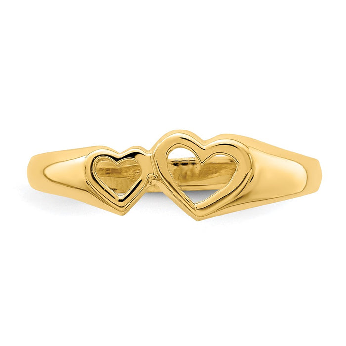 Exclusive 14K Double Heart Open-Design Ring - Stylish Jewelry, Affordable Price-4