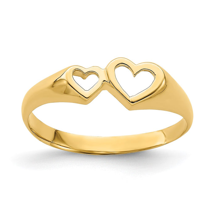 Exclusive 14K Double Heart Open-Design Ring - Stylish Jewelry, Affordable Price-1
