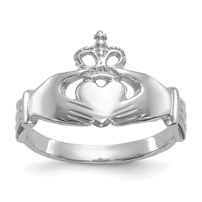 Exclusive 14K White Gold Claddagh Ring - Stylish Design, Affordable Luxury-1