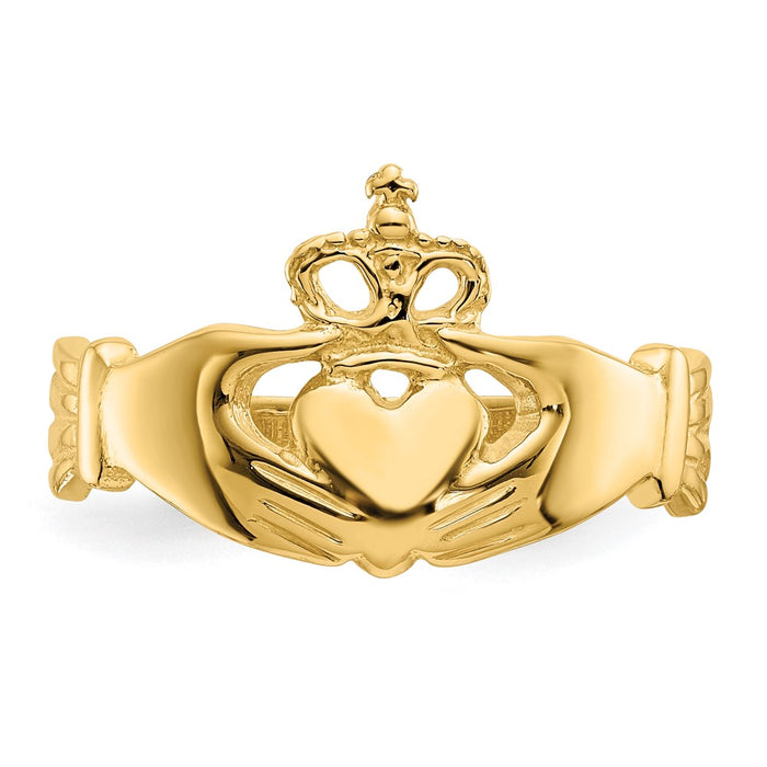 Designer 14K Gold Polished Claddagh Ring - Stylish Value for Every Occasion-4