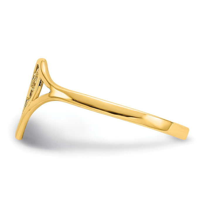 Buy Exclusive 14K Gold Polished Heart and Cross Ring - Stylish Luxury for You-3