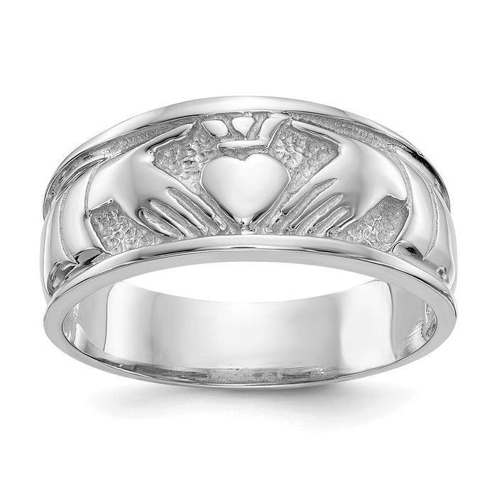 Buy Stylish 14K White Gold Women's Polished Claddagh Ring | Luxury Design, Perfect Fit-1