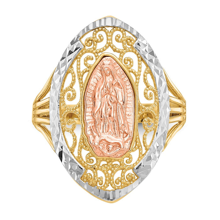 Exclusive 14K Two-Tone Guadalupe Ring - Stylish Filigree with Rhodium Accents-5