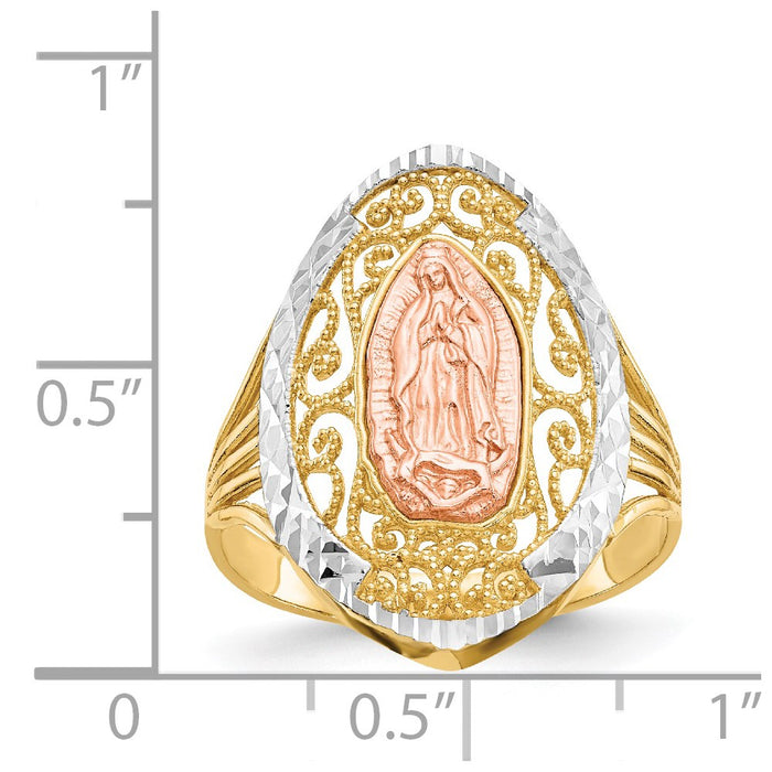 Exclusive 14K Two-Tone Guadalupe Ring - Stylish Filigree with Rhodium Accents-3