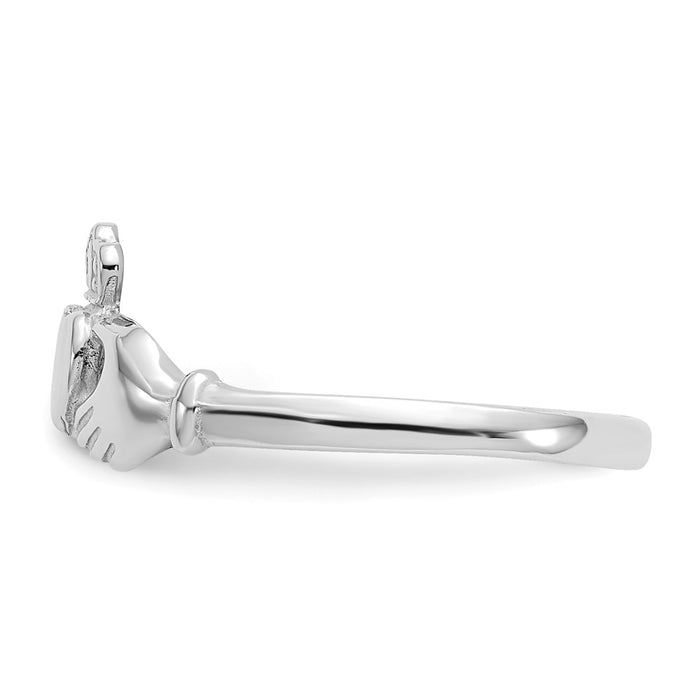 Buy Exclusive 14K White Gold Claddagh Ring - Stylish Polished & Satin Finish, 8g-3