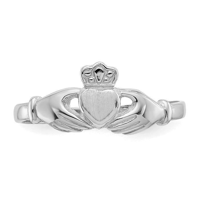 Buy Exclusive 14K White Gold Claddagh Ring - Stylish Polished & Satin Finish, 8g-4