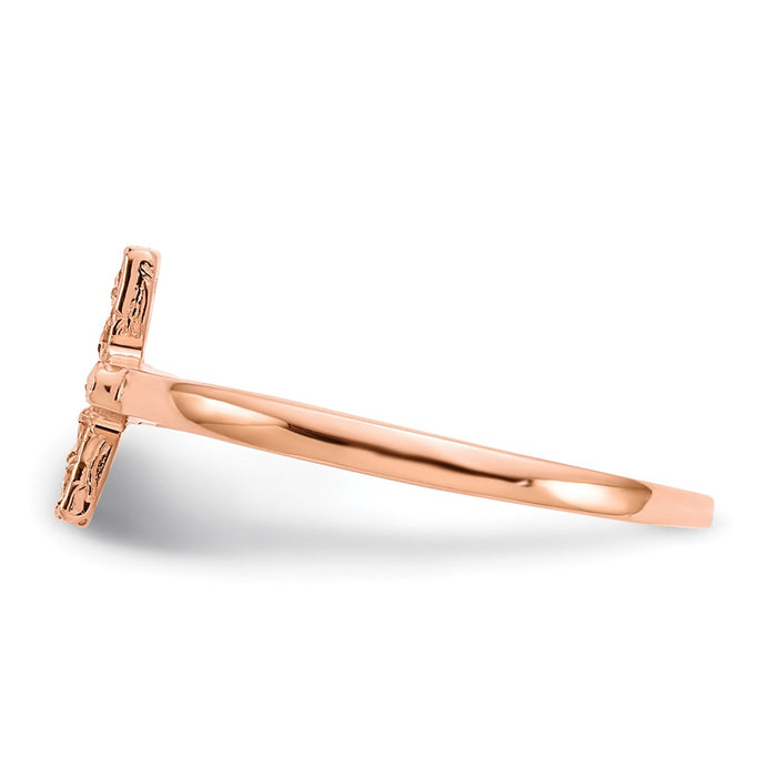 Exclusive 14K Rose Gold Polished Double Cross Ring - Stylish & Affordable!-3