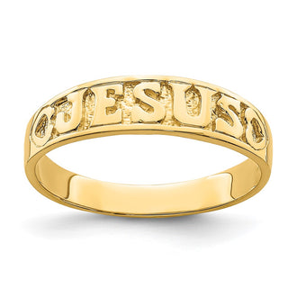 High-Quality 14K Gold Jesus Ring with Heart Accents - Stylish & Affordable
