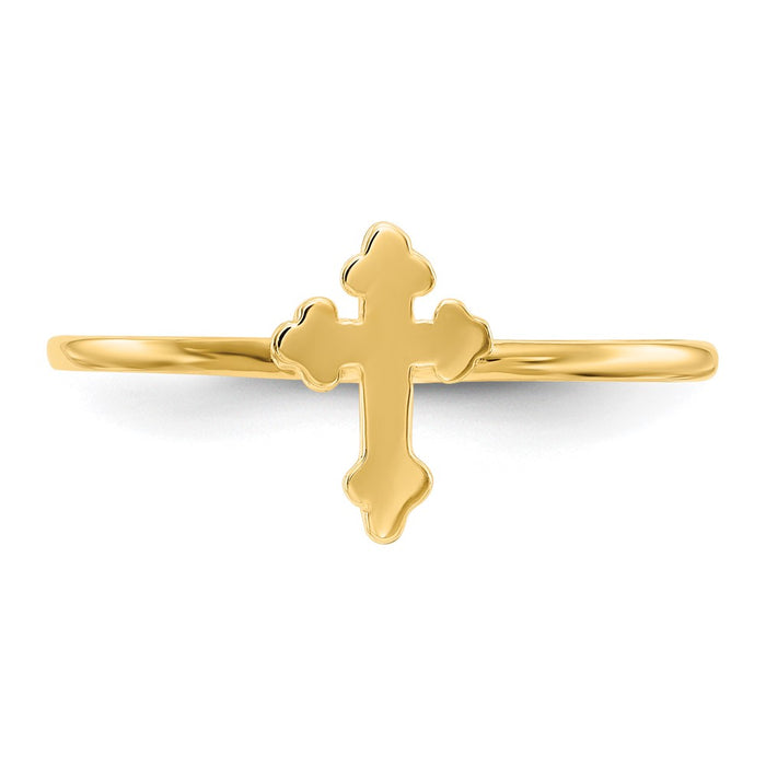 Shop Stylish 14K Gold Polished Cross Ring - High-Quality Luxury Jewelry-4