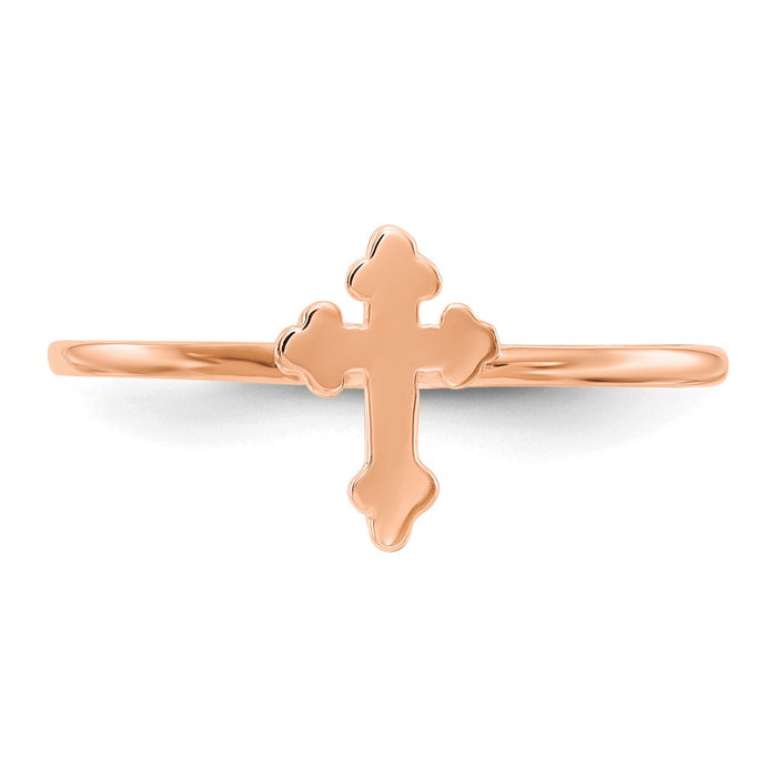 Buy Stylish 14K Rose Gold Cross Ring - Polished, Affordable Luxury Accessory-4