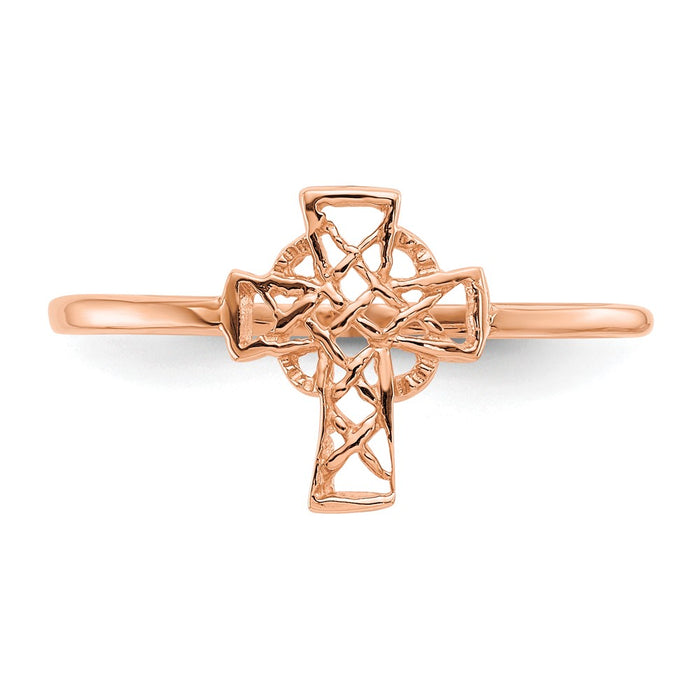 Exclusive 14K Rose Gold Celtic Cross Ring - Stylish & Affordable Elegance-4