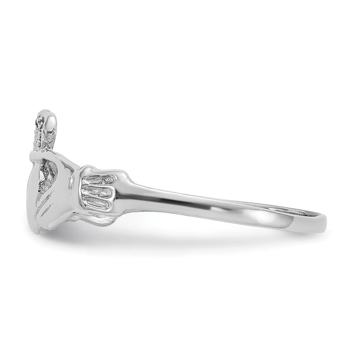 Shop Polished 14K White Gold Claddagh Ring | Stylish & Affordable Value Jewelry-3