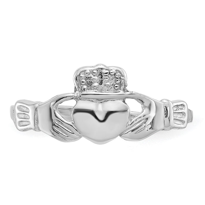 Shop Polished 14K White Gold Claddagh Ring | Stylish & Affordable Value Jewelry-4