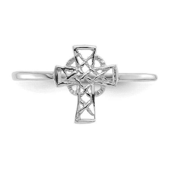 Exclusive 14K White Gold Celtic Cross Ring - Stylish Design, Affordable Price-4