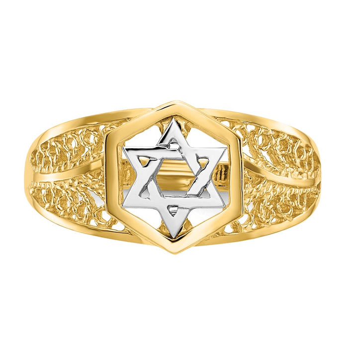 Shop Stylish 14K Two-Tone Polished Star of David Ring - Unisex Design-4