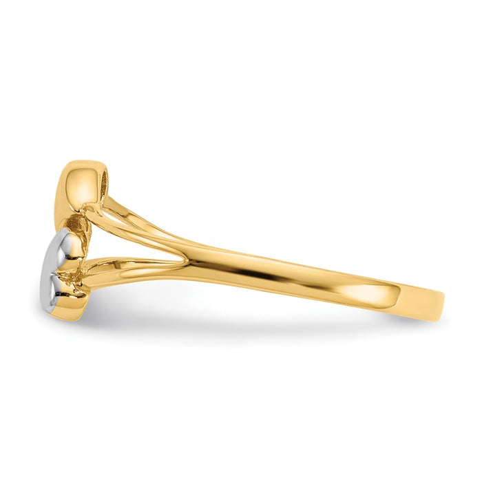 Shop 14K Gold Double Heart Ring - Stylish Rhodium Finish, Affordable Luxury!-3