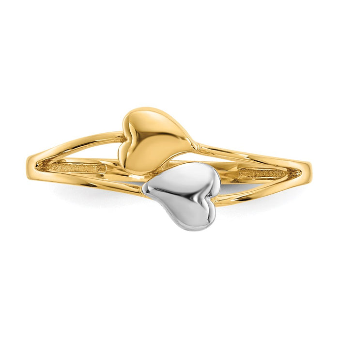 Shop 14K Gold Double Heart Ring - Stylish Rhodium Finish, Affordable Luxury!-4