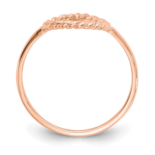High-quality 14K Rose Gold Heart Ring | Stylish Polished & Textured Finish
