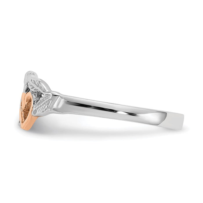 Exclusive 14K White & Rose Gold-Plated Heart & Leaf Ring - Stylish Value!-3