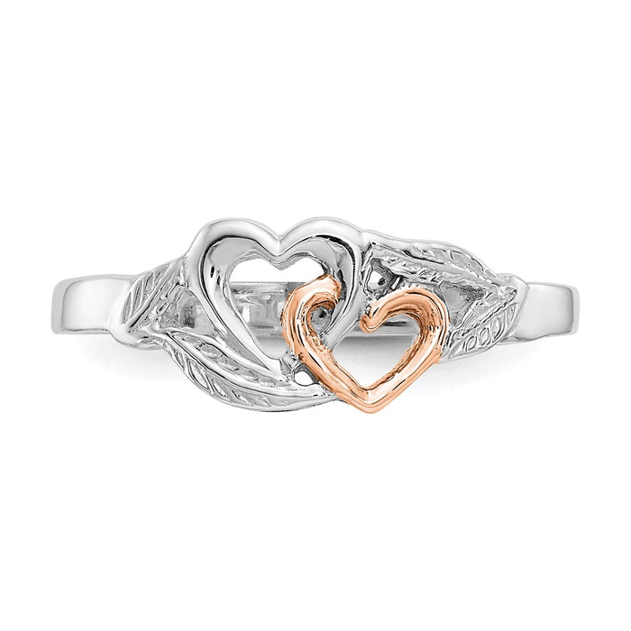 Exclusive 14K White & Rose Gold-Plated Heart & Leaf Ring - Stylish Value!-4