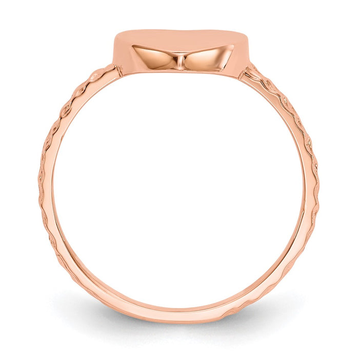 Buy Stylish Polished Textured Heart Ring in 14K Rose Gold - Luxury Design-2