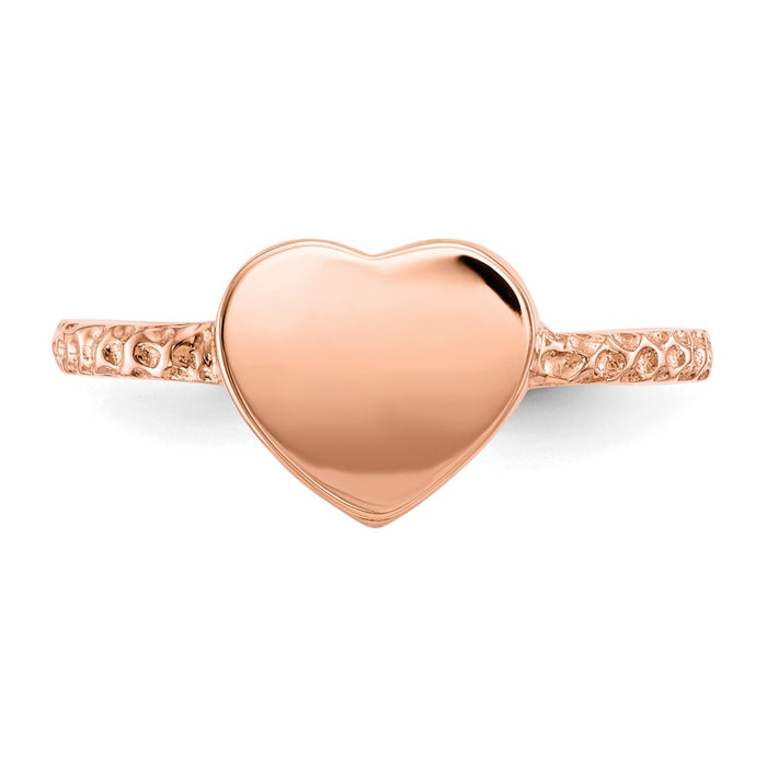 Buy Stylish Polished Textured Heart Ring in 14K Rose Gold - Luxury Design-4