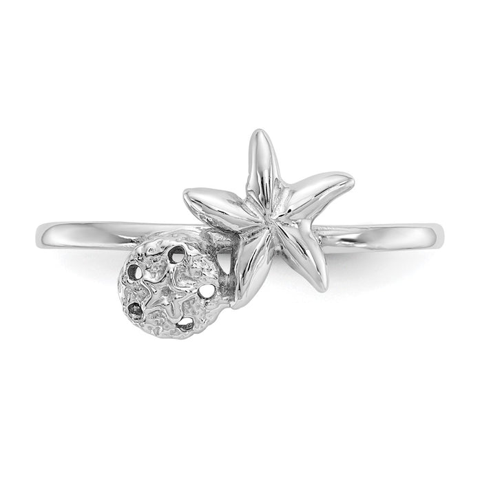 Buy Stylish 14K White Gold Starfish & Sand Dollar Ring | Affordable Luxury-4