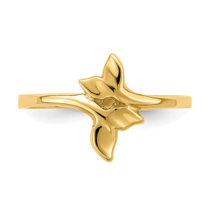 Buy Stylish 14K Gold Polished Double Whale Tail Band Ring - 0.85mm Design-4