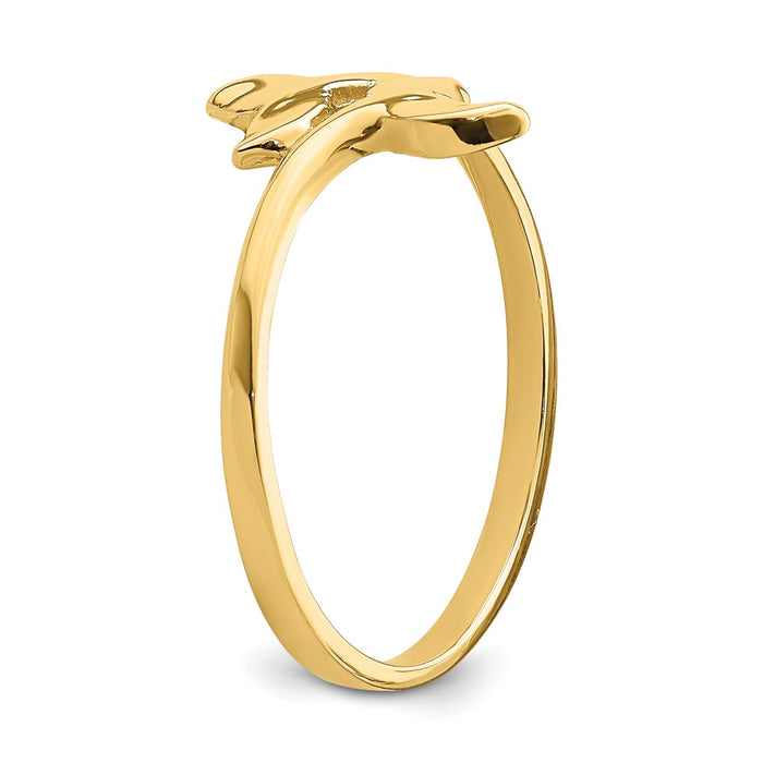 Buy Stylish 14K Gold Polished Double Whale Tail Band Ring - 0.85mm Design-6