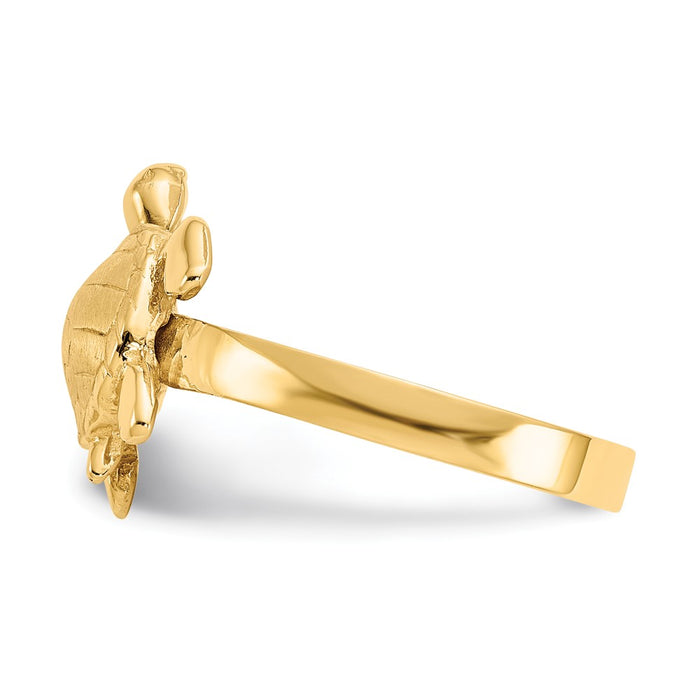 Exclusive 14K Gold Polished Sea Turtle Ring - Stylish Design, Affordable Luxury!-3