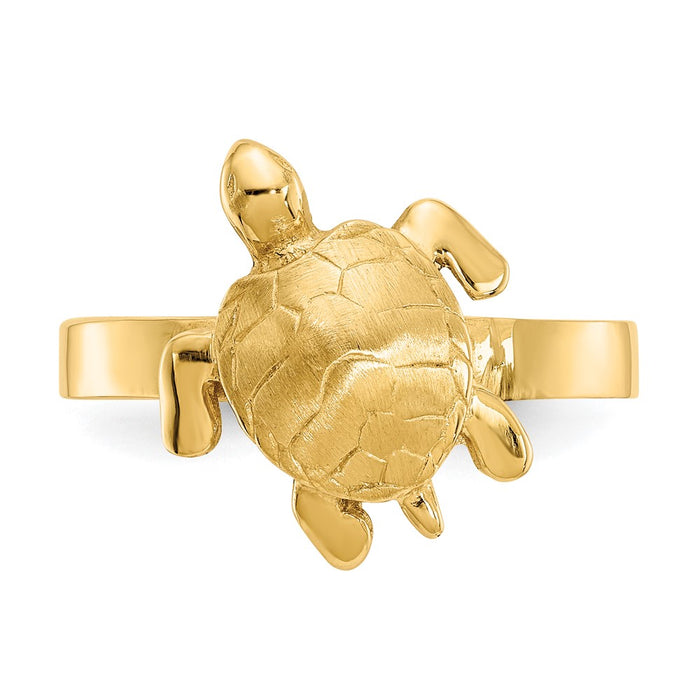 Exclusive 14K Gold Polished Sea Turtle Ring - Stylish Design, Affordable Luxury!-4
