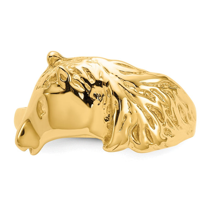 Buy Exclusive 14K Gold Shiny Horse Head Ring - Stylish & Affordable Jewelry-4
