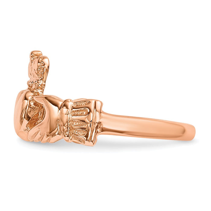 High-Quality Polished 14K Rose Gold Claddagh Ring - Stylish & Affordable Luxury-3