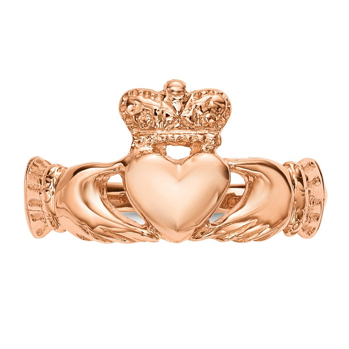 High-Quality Polished 14K Rose Gold Claddagh Ring - Stylish & Affordable Luxury-4