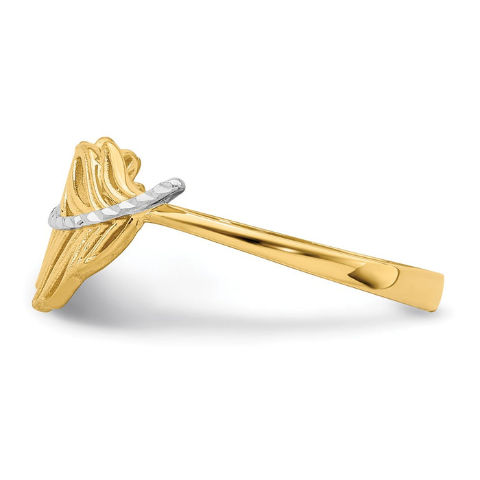 Shop Stylish 14K White Gold Feather Ring with Rhodium Finish - Luxury Design-3