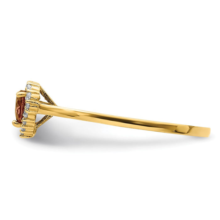 High-Quality 14K Gold Heart-Shaped Ring with Pink CZ - Stylish Gemstone Jewelry-3