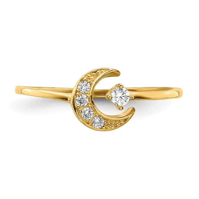 Buy Stylish 14K Gold Moon Ring with Cubic Zirconia - Affordable Luxury-4