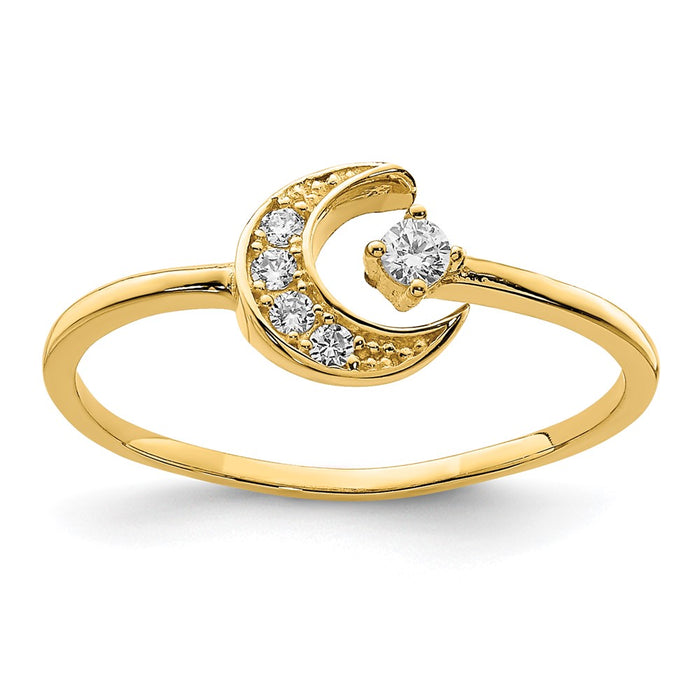Buy Stylish 14K Gold Moon Ring with Cubic Zirconia - Affordable Luxury-1