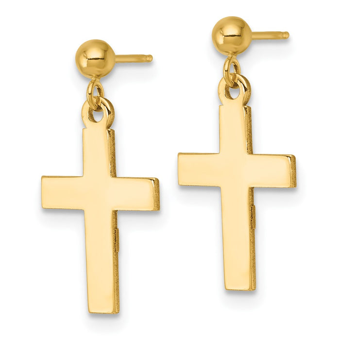 High-Quality 14K Gold Polished Cross Earrings - Stylish & Affordable Value!-2